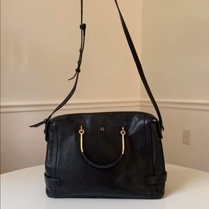 etienne aigner black over shoulder bag minimalist